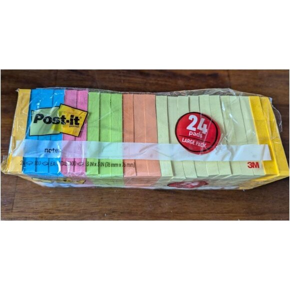 Post it Brand 3M 3x3 Large Pack 24 Pad Stick Notes - Picture 1 of 5